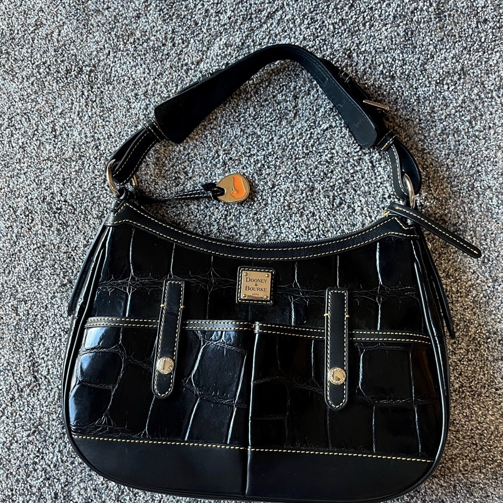 DOONEY & BOURKE NWT Black Croc Embossed Leather Bag  #J3988182 NEW - Picture 12 of 12